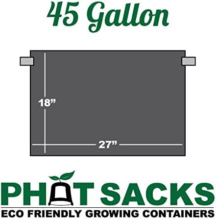 HTG Supply Phat Sacks - 45-Gallon Fabric Grow Pot - 10-Pack - Black - Indoor/Outdoor Use