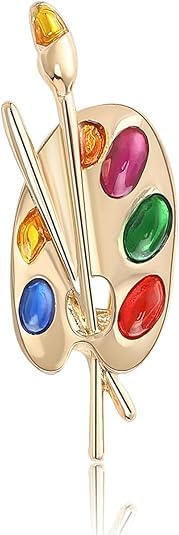 ONLYJUMP Painter Palette Brooch Pin for Women Girls Dainty Colorful Paint Palette Brush Artist Painter Lapel Pin Gift Jewelry Art Teacher Hat Bag Suit Tie Birthday Xmas Badges Painting Lovers Jewelry Gift