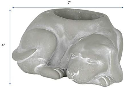 Classic Home and Garden Cement Buddies Animal Planter - Cute Desk Decoration - UV Coated Animal Vase w/Drain Plug - Succulent Plant Pot for Indoor/Outdoor Use (Dog Planter, Natural, Small)