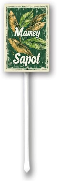 Uptell Vintage Aluminum Mamey Sapot Fruit Signs Yard Sign with Stake for Garden Fruit Garden Label Stakes Plant Markers for Outdoor Plants Waterproof 8x12 inch