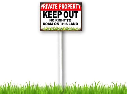 8 x 12 inch Keep Out Signs, No Right to Roam Yard Sign Stakes Outdoor Lawn Yard Signs