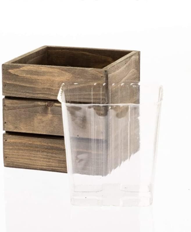 Clear Plastic Liners for Wood Boxes (4”x 4.75”) l Inserts for Planters (Sell in Pack of 12) (to fit Square 5" Planter) (L050505)