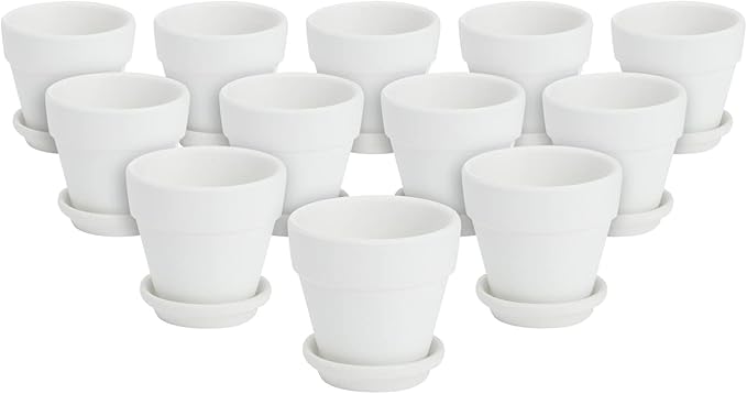 Juvale Mini Terracotta Pots - Pot with Drainage Hole - Versatile Succulent & Herb Planter - Paintable White Planter for Custom Decor - Pack of 12, White, 2.9 x 2.9 x 2.5 in