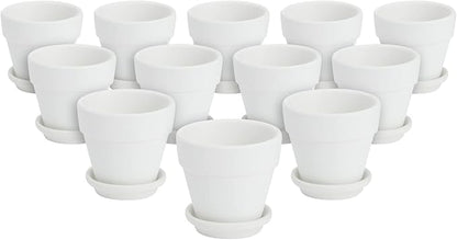 Juvale Mini Terracotta Pots - Pot with Drainage Hole - Versatile Succulent & Herb Planter - Paintable White Planter for Custom Decor - Pack of 12, White, 2.9 x 2.9 x 2.5 in