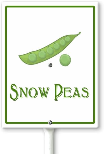 Snow Peas Marker Yard Sign with Stakes 8in×12in, Aluminum Yard Signs, Waterproof Plant Marker Reusable Garden Stake Tags with Vegetable Names for Nursery Outdoor Garden