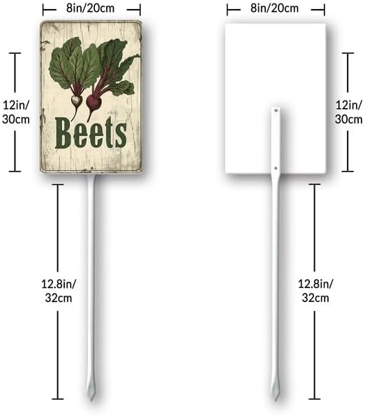Uptell Vintage Vegetable Signs for Garden with Stake Beets Yard Sign Vegetable Garden Label Stakes Plant Markers for Outdoor Plants Waterproof 8x12inch