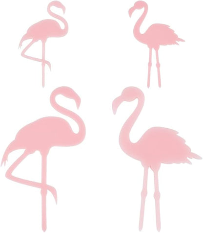 OLYCRAFT 4pcs 4-Style Acrylic Flamingo Plant Stakes Pink Miniature Garden Flamingo Figurines Flamingo Gradient Acrylic Flamingo Statue 3.1~7 Inch Length for Pot Garden Decorations