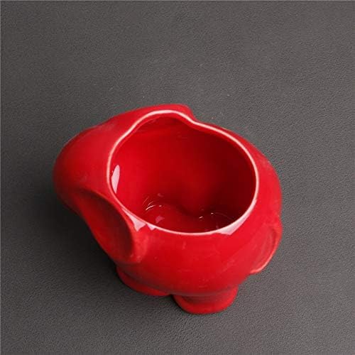 Cute Animal Elephant Shaped Ceramic Succulent Cactus Air Plant Flower Pots Planters-Plant Not Included (4" Red)