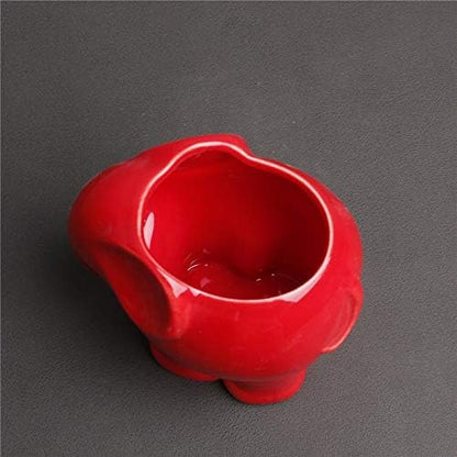 Cute Animal Elephant Shaped Ceramic Succulent Cactus Air Plant Flower Pots Planters-Plant Not Included (4" Red)