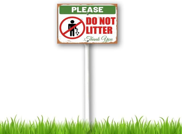 8 x 12 inch Please Do Not Littering Yard Sign Stakes Outdoor Lawn Yard Signs