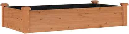vidaXL Outdoor Planter Pot - Brown Garden Raised Bed with Liner, Solid Wood Fir Construction, Efficient Drainage, 47.2"x23.6"x9.8" for Garden/Patio