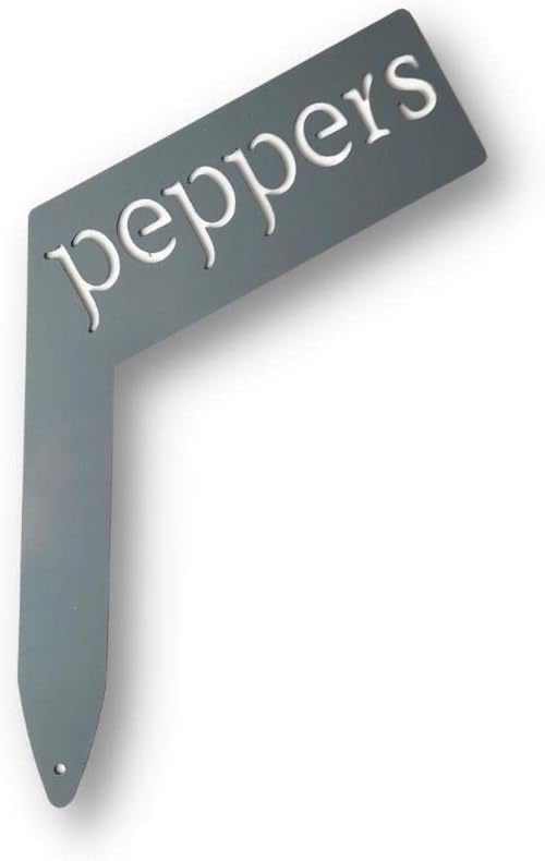 Planter Size Small Metal Garden Plant Vegetable Flower or Herb Markers 13.5 Inches Tall (peppers, Primed Finish)