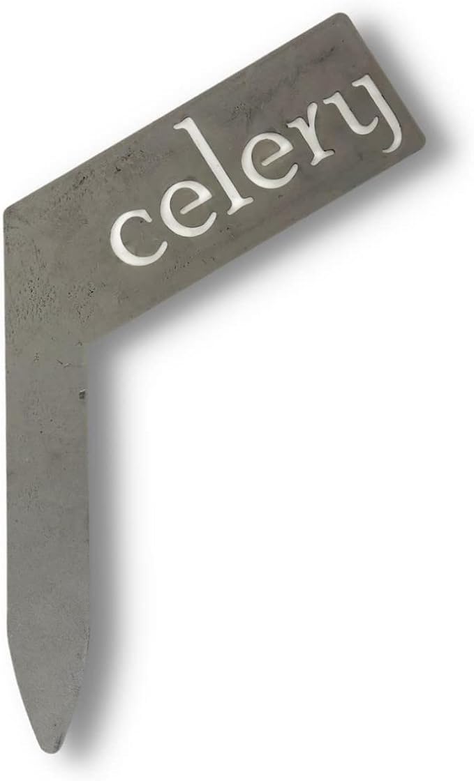 Planter Size Small Metal Garden Plant Vegetable Flower or Herb Markers 13.5 Inches Tall (celery, Raw, Unfinished Steel)