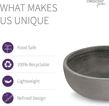 Crescent Garden Large Outdoor Planter Bowl – Double-Walled Resin Pot with Drain Hole for Water Gardens, Fountains, Decorative Landscaping - 30" W x 12" H (Old Bronze Color)
