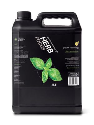 Growth Technology GT Herb Focus – Liquid Plant Food for Basil, Parsley, Coriander, Thyme, Dill, Oregano, Rosemary – Ideal for Culinary Herbs in Gardens, Containers & Hydroponics – 5 liters