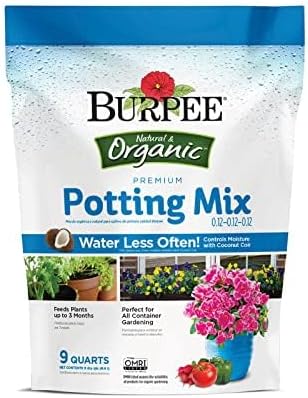 Burpee 9 Quarts Premium Organic Potting Soil Mix & 3 lb Bone Meal Fertilizer for Container Garden Vegetable, Flower & Herb Use