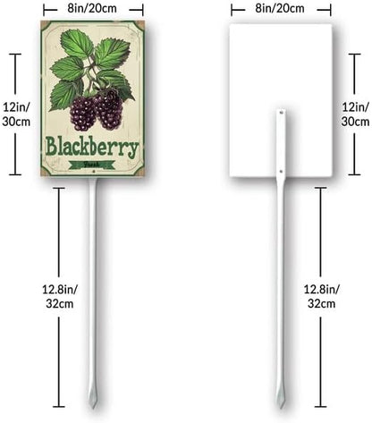 Uptell Vintage Aluminum BlackBerry Fruit Signs Yard Sign with Stake for Garden Fruit Garden Label Stakes Plant Markers for Outdoor Plants Waterproof 8x12 inch