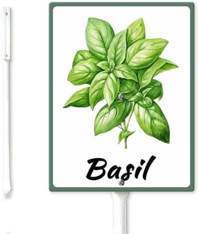 FemiaD Plant Label Signs Planted Herb Garden Markers Waterproof Aluminum Plant Stake Tags Basil Sign for Nursery Indoor Outdoor Garden Decoration 4.6x6inch