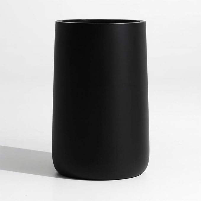 23.1" H x 14.7" D Tall Conico Fiberstone Planter, Drainage Hole for Indoor and Outdoor Use, 5 Year Guarantee, Included 2 Extra Coco Mats (Black Color, 23.1" Pot Opening)