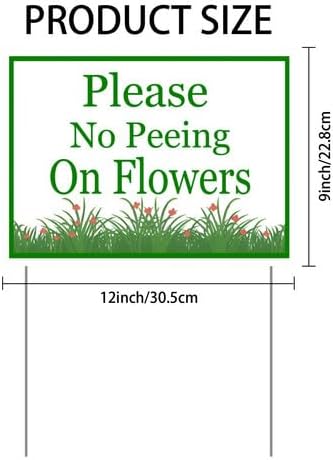 Please No Peeing On Flowers Yard Sign With Stake Stand Plastic Signage Double Sided Sign Funny Garden Decor 9 x 12 Inches Sturdy Rust Free Weatherproof Outdoor Use