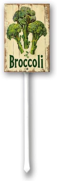 Uptell Vintage Vegetable Signs for Garden with Stake Broccoli Yard Sign Vegetable Garden Label Stakes Plant Markers for Outdoor Plants Waterproof 8.8x7inch