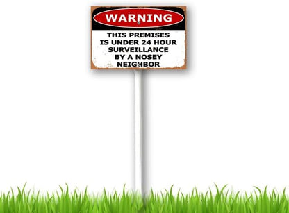 8 x 12 inch Surveillance by A Nosy Neighbor Yard Sign Stakes Outdoor Lawn Yard Signs