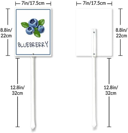 Blueberry Marker Yard Sign with Stakes 7in×8.8in, Aluminum Yard Signs, Waterproof Plant Marker Reusable Garden Stake Tags with Vegetable Names for Nursery Outdoor Garden