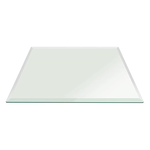 Custom Cut Glass 1/2" Thick - Clear Tempered Glass Cut to Size - Square Replacement Glass for Tabletops, Glass Shelves, Windows with Bevel Edge by Fab Glass and Mirror