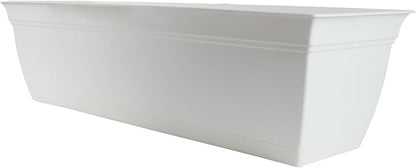 The HC Companies ECW30000A10 Indoor Outdoor 30 Inch Eclipse Series Window Flower Garden Ornamental Planter Box with Removable Attached Saucer, White