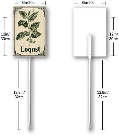 Uptell Vintage Aluminum Loqust Fruit Signs Yard Sign with Stake for Garden Fruit Garden Label Stakes Plant Markers for Outdoor Plants Waterproof 8x12 inch