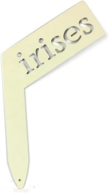 Planter Size Small Metal Garden Plant Vegetable Flower or Herb Markers 13.5 Inches Tall (irises, Cream)