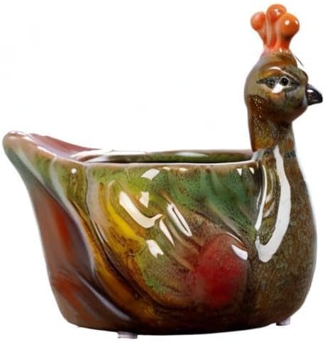 WAIT FLY Cute Animal Ceramic Flower Pot Succulent Planter-Peacock