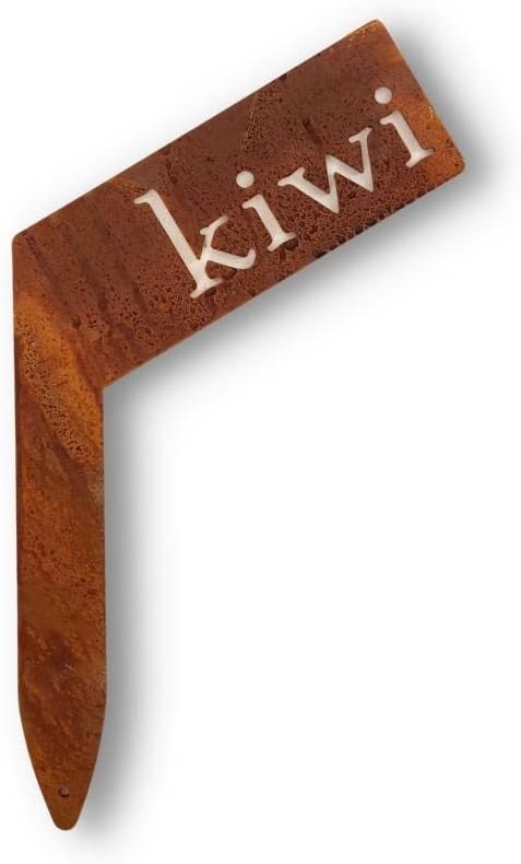 Planter Size Small Metal Garden Plant Vegetable Flower or Herb Markers 13.5 Inches Tall (kiwi, Naturally Rusted)