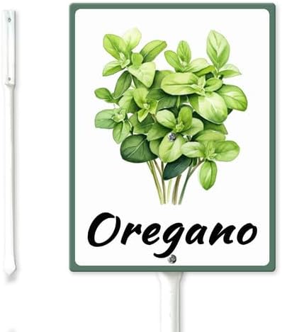 FemiaD Plant Label Signs Planted Herb Garden Markers Waterproof Aluminum Plant Stake Tags Oregano Sign for Nursery Indoor Outdoor Garden Decoration 8x12inch