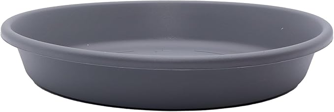 The HC Companies Flower Pot Saucers - Plastic Plant Saucer for Outdoors & Indoors - Traditional Design Plant Pot Trays for Water Drainage - Durable & Stylish Round Plant Tray (8-inch Warm Gray)