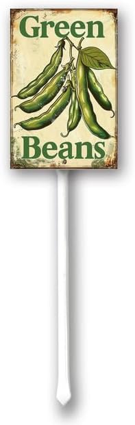 Uptell Vintage Vegetable Signs for Garden with Stake Green-Beans Yard Sign Vegetable Garden Label Stakes Plant Markers for Outdoor Plants Waterproof 8.8x7inch