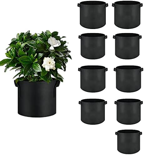 10-Pack 7 Gallon Grow Bags, Heavy Duty Thickened Fabric Grow Bags, Nonwoven Fabric Pots with Handles