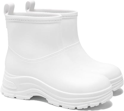 Women's Waterproof Chelsea Ankle Rain Boots, Slip-On Style, Outdoor Weather Protection