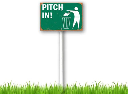 8 x 12 inch Pitch in No Littering Sticker Label with Symbol Yard Sign Stakes Outdoor Lawn Yard Signs