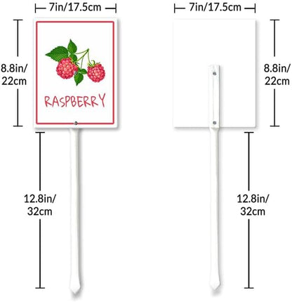 Raspberry Marker Yard Sign with Stakes 7in×8.8in, Aluminum Garden Signs, Garden Plant Markers Garden Potted Plants Labels for Vegetable Flowers Funny Garden Stakes Decorations