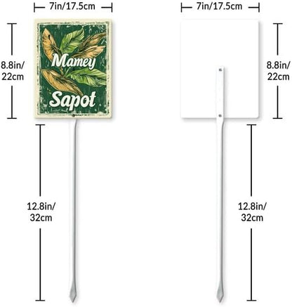 Uptell Vintage Aluminum Mamey Sapot Fruit Signs Yard Sign with Stake for Garden Fruit Garden Label Stakes Plant Markers for Outdoor Plants Waterproof 7x8.8 inch