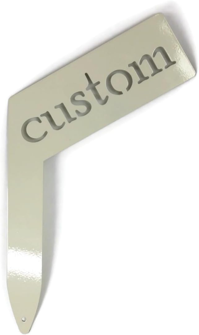 Planter Size Small Metal Garden Plant Vegetable Flower or Herb Markers 13.5 Inches Tall (Custom Text, Cream)