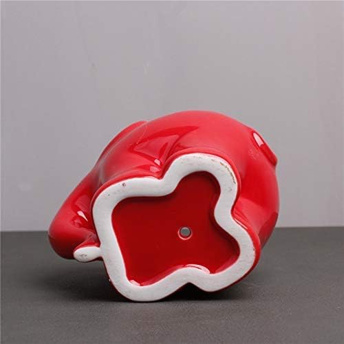 Cute Animal Elephant Shaped Ceramic Succulent Cactus Air Plant Flower Pots Planters-Plant Not Included (4" Red)