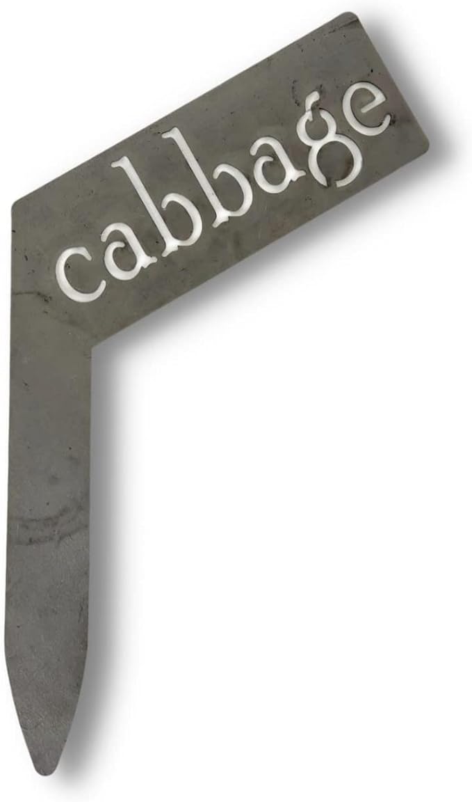 Planter Size Small Metal Garden Plant Vegetable Flower or Herb Markers 13.5 Inches Tall (cabbage, Raw, Unfinished Steel)