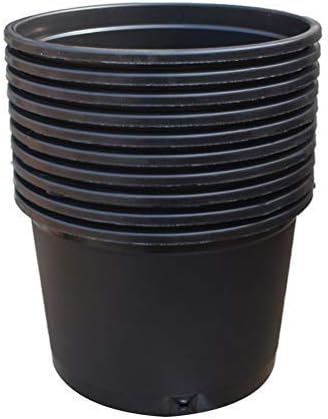 Nursery Pot 1 Gallon 1 Gal 2 Gal 3 Gal 5 Gal 7 Gal 10 Gal 15 Gal Nursery Container Injection Molded Pot Fit for Plants Soil Growers or Hydroponics (10,2 Gallon Short)