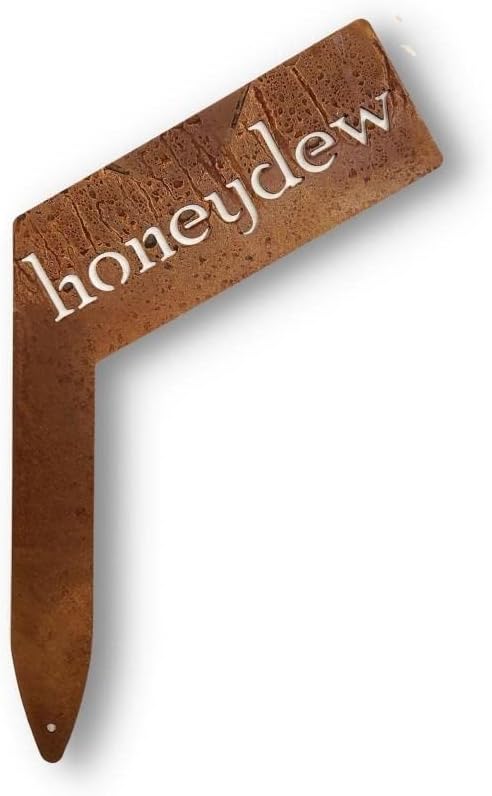 Planter Size Small Metal Garden Plant Vegetable Flower or Herb Markers 13.5 Inches Tall (honeydew, Naturally Rusted)