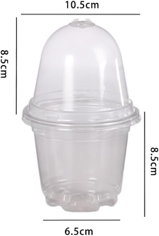 12 Pcs Clear Plastic Plant Pots with Humidity Dome, 9cm/10.5cm, Modern, Indoor, Adjustable Humidity and Temperature, Round, Solid