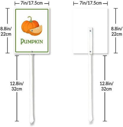 Pumpkin Marker Yard Sign with Stakes 7in×8.8in, Aluminum Garden Signs, Garden Plant Markers Garden Potted Plants Labels for Vegetable Flowers Funny Garden Stakes Decorations
