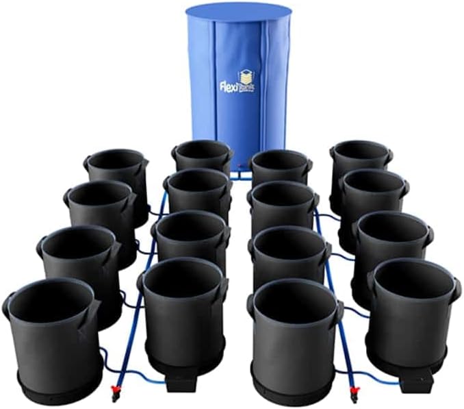 AutoPot 16 Pot XXL System with 13 Gallon Pots and 60 Gallon FlexiTank - Self-Watering, Gravity-Fed Hydroponic Indoor System (16Pot - 13 Gallon - 60 Gallon FlexiTank) Black