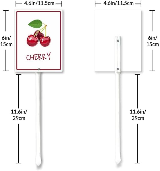Cherry Marker Yard Sign with Stakes 4.6in×6in, Aluminum Garden Signs, Garden Plant Markers Garden Potted Plants Labels for Vegetable Flowers Funny Garden Stakes Decorations